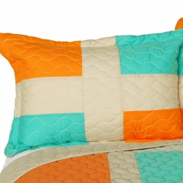 Blancho Bedding [Enjoy Sunshine] 3PC Vermicelli-Quilted Patchwork Quilt Set (Full/Queen Size)
