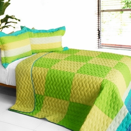 blancho bedding [Enjoying Free] 3PC Vermicelli-Quilted Patchwork Quilt Set (Full/Queen Size)