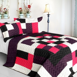 blancho bedding [Enough] 3PC Vermicelli - Quilted Patchwork Quilt Set (Full/Queen Size)