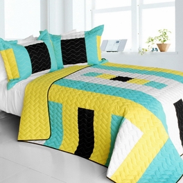 blancho bedding [Enternal Flame] 3PC Vermicelli - Quilted Patchwork Quilt Set (Full/Queen Size)