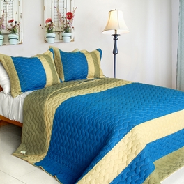 blancho bedding [Eternal Love] 3PC Vermicelli-Quilted Patchwork Quilt Set (Full/Queen Size)