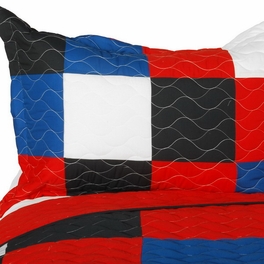 Blancho Bedding [Eternal Passion] Vermicelli-Quilted Patchwork Geometric Quilt Set Full/Queen