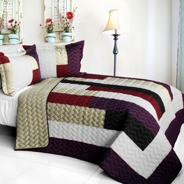 blancho bedding [Eternal Promiss] 3PC Vermicelli - Quilted Patchwork Quilt Set (Full/Queen Size)