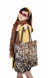 Blancho Bedding [Eva Bag] Leopard Double Handle Leatherette Satchel Bag Handbag Purse