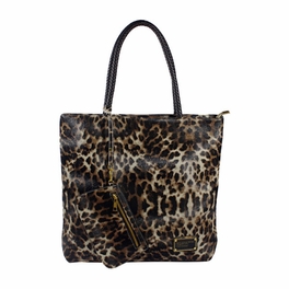 blancho bedding [Eva Bag] Leopard Double Handle Leatherette Satchel Bag Handbag Purse