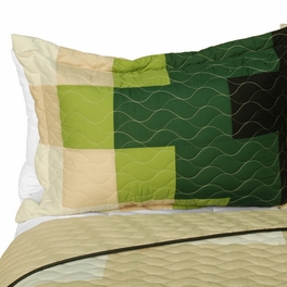 Blancho Bedding [Evergreen Tree] Brand New Vermicelli-Quilted Patchwork Quilt Set Full/Queen