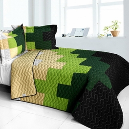 blancho bedding [Evergreen Tree] Brand New Vermicelli-Quilted Patchwork Quilt Set Full/Queen