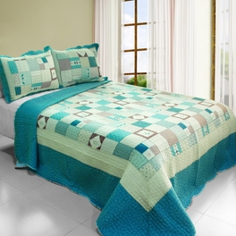 blancho bedding [Fairy Tales] Cotton 3PC Vermicelli-Quilted Printed Quilt Set (Full/Queen Size)