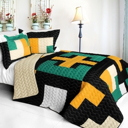 blancho bedding [Faithful Pray] 3PC Vermicelli - Quilted Patchwork Quilt Set (Full/Queen Size)