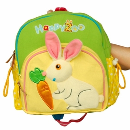 Blancho Bedding [Fanny Rabbit] Embroidered Applique Kids Fabric Art School Backpack / Outdoor Backpack (8.8*10.2*2.4)