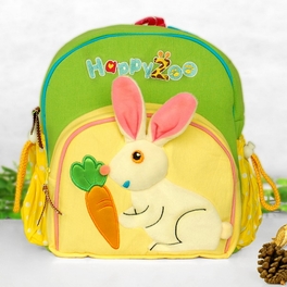 blancho bedding [Fanny Rabbit] Embroidered Applique Kids Fabric Art School Backpack / Outdoor Backpack (8.8*10.2*2.4)