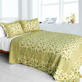 blancho bedding [Fantasia Original] Cotton 3PC Vermicelli-Quilted Printed Quilt Set (Full/Queen Size)