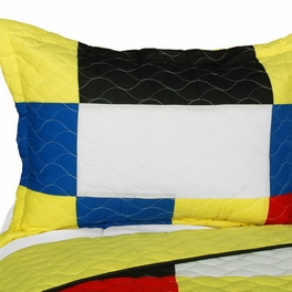 Blancho Bedding [Fantastic Beauty] Vermicelli-Quilted Patchwork Plaid Quilt Set Full/Queen