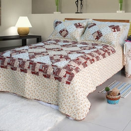 blancho bedding [Fantasy Flowers] Cotton 2PC Floral Vermicelli-Quilted Patchwork Quilt Set (Twin Size)