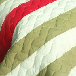 Blancho Bedding [Fashions Connie] 3PC Vermicelli-Quilted Patchwork Quilt Set (Full/Queen Size)