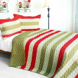 blancho bedding [Fashions Connie] 3PC Vermicelli-Quilted Patchwork Quilt Set (Full/Queen Size)