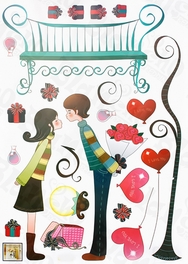 Blancho Bedding First Kiss - Large Wall Decals Stickers Appliques Home Decor