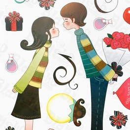 Blancho Bedding First Kiss - Large Wall Decals Stickers Appliques Home Decor