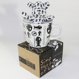 Blancho Bedding [Fish Bones] Stuffed Bear Mug (3.3 Inch Height)
