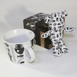 Blancho Bedding [Fish Bones] Stuffed Bear Mug (3.3 Inch Height)