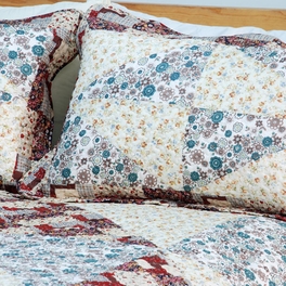 Blancho Bedding [Floral Journey] Cotton 2PC Floral Vermicelli-Quilted Patchwork Quilt Set (Twin Size)