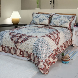 blancho bedding [Floral Journey] Cotton 2PC Floral Vermicelli-Quilted Patchwork Quilt Set (Twin Size)