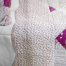 Blancho Bedding [Floral Print] 3PC Cotton Vermicelli-Quilted Printed Quilt Set (Full/Queen Size)