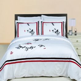 blancho bedding [Florence Embroidered Printed Multi] 3PC Duvet covers Set (King/Cal-king)