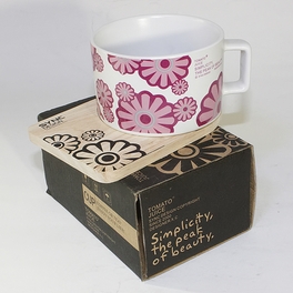 Blancho Bedding [Flower Pink] Espresso Cup / Wood Coaster (2.5 Inch Height)