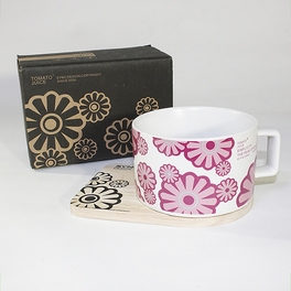 blancho bedding [Flower Pink] Espresso Cup / Wood Coaster (2.5 inch height)