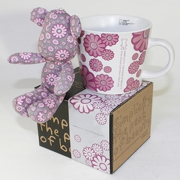 Blancho Bedding [Flower Pink] Stuffed Bear Mug (3.3 Inch Height)