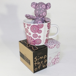 Blancho Bedding [Flower Pink] Stuffed Bear Mug (3.3 Inch Height)