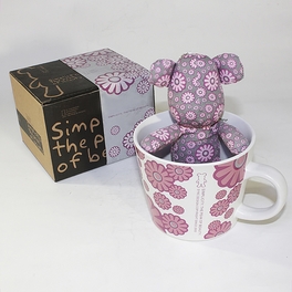 blancho bedding [Flower Pink] Stuffed Bear Mug (3.3 inch height)