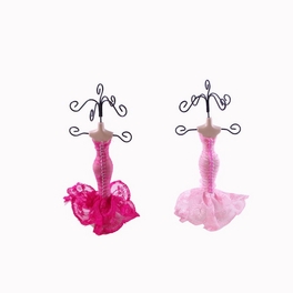 Blancho Bedding Flower - Set Of 2 Dress Up Doll Necklace Display - Mini Jewelry Holder Jewelry Stand Combos (H) 7" X (W) 3"