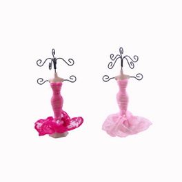 blancho bedding Flower - Set of 2 Dress Up Doll Necklace Display - Mini Jewelry Holder Jewelry Stand Combos (H) 7" x (W) 3"