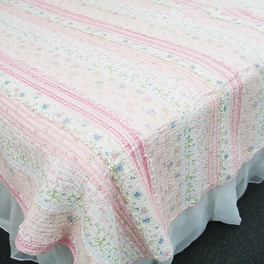 Blancho Bedding [Flowering Season - Pink] 100% Cotton 2PC Classic Floral Vermicelli-Quilted Quilt Set (Twin Size)