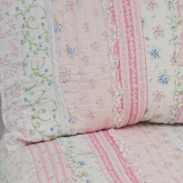 Blancho Bedding [Flowering Season - Pink] 100% Cotton 2PC Classic Floral Vermicelli-Quilted Quilt Set (Twin Size)