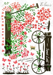 Blancho Bedding Flowers And Pushcart - Wall Decals Stickers Appliques Home D¨¦cor