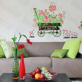 blancho bedding Flowers And Pushcart - Wall Decals Stickers Appliques Home D¨¦cor