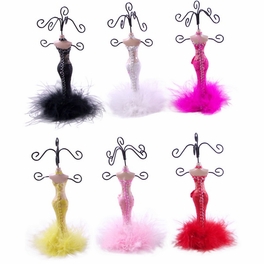 Blancho Bedding Fluffy - Set Of 6 Dress Up Doll Necklace Display - Mini Jewelry Holder Jewelry Stand Combos (H) 7" X (W) 3"
