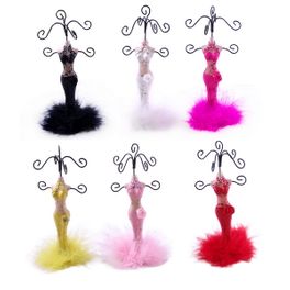 blancho bedding Fluffy - Set of 6 Dress Up Doll Necklace Display - Mini Jewelry Holder Jewelry Stand Combos (H) 7" x (W) 3"