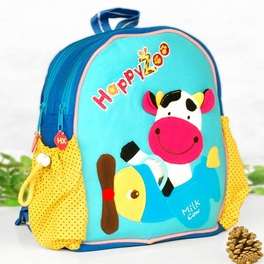 Blancho Bedding [Flying Cow] Embroidered Applique Kids Fabric Art School Backpack / Outdoor Backpack (9.0*9.8*2.7)