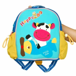 Blancho Bedding [Flying Cow] Embroidered Applique Kids Fabric Art School Backpack / Outdoor Backpack (9.0*9.8*2.7)