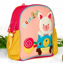 Blancho Bedding [Flying Rabbit] Embroidered Applique Kids Fabric Art School Backpack / Outdoor Backpack (9.0*9.8*2.7)