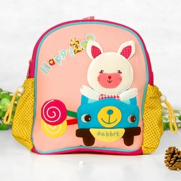 blancho bedding [Flying Rabbit] Embroidered Applique Kids Fabric Art School Backpack / Outdoor Backpack (9.0*9.8*2.7)
