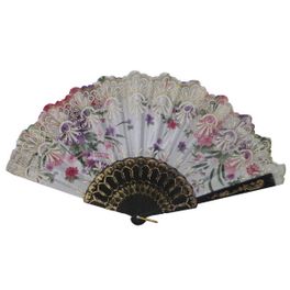 blancho bedding Foldable Raw Silk Printing Folding Fan 007BLK-MISTIC-GOLD-WHITE-2PC