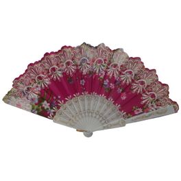 blancho bedding Foldable Raw Silk Printing Folding Fan 007W-MISTIC-GOLD-PINK-2PC