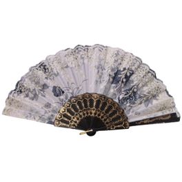 blancho bedding Foldable Raw Silk Printing Folding Fan 085BLK-SATIN-STARDUST-GREY-2PC