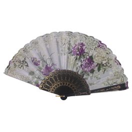 blancho bedding Foldable Raw Silk Printing Folding Fan 085BLK-SATIN-STARDUST-PURPLE-2PC