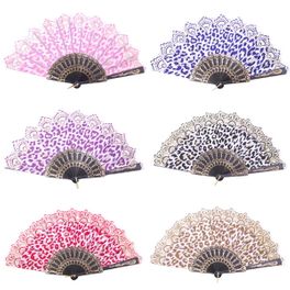 blancho bedding Foldable Raw Silk Printing Folding Fan 3802-GOLDEN-LEOPARPD-MIXED-8PC
